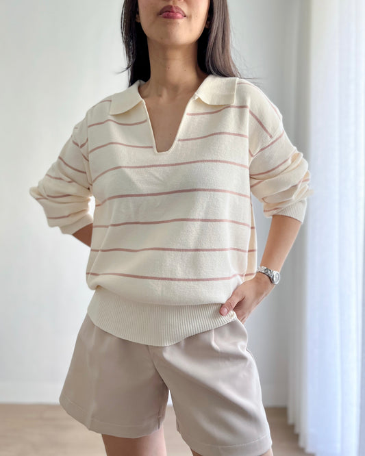 Dash Premium Knit Oversized Long Sleeve Polo Sweater