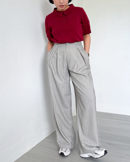 Nathalie Relaxed Melange Striped Trousers
