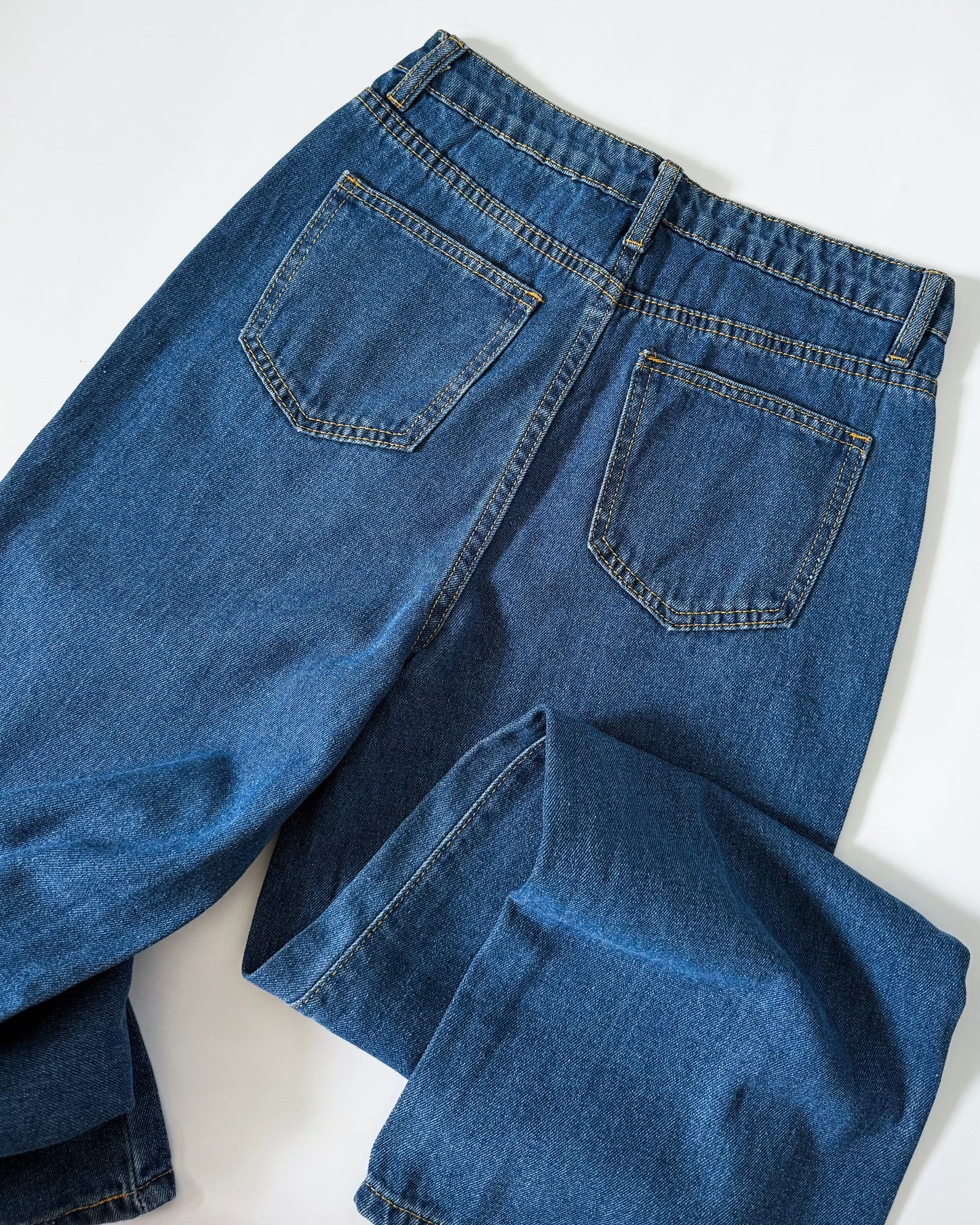 Kendra Patch Pocket Baggy Wide Straight Jeans