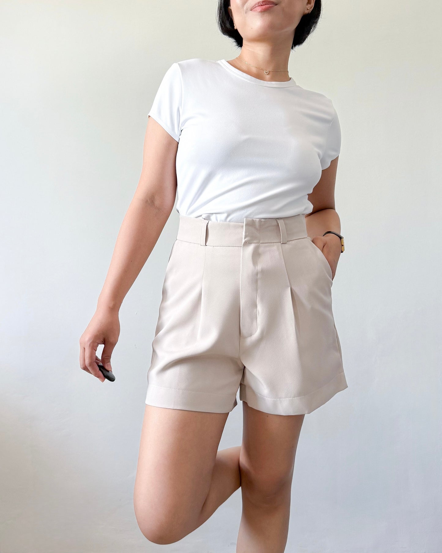 Willow Premium Cotton Twill Wide-Leg Trouser Shorts