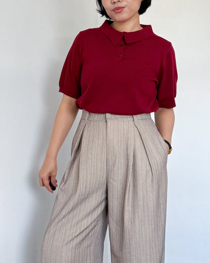 Nathalie Relaxed Melange Striped Trousers