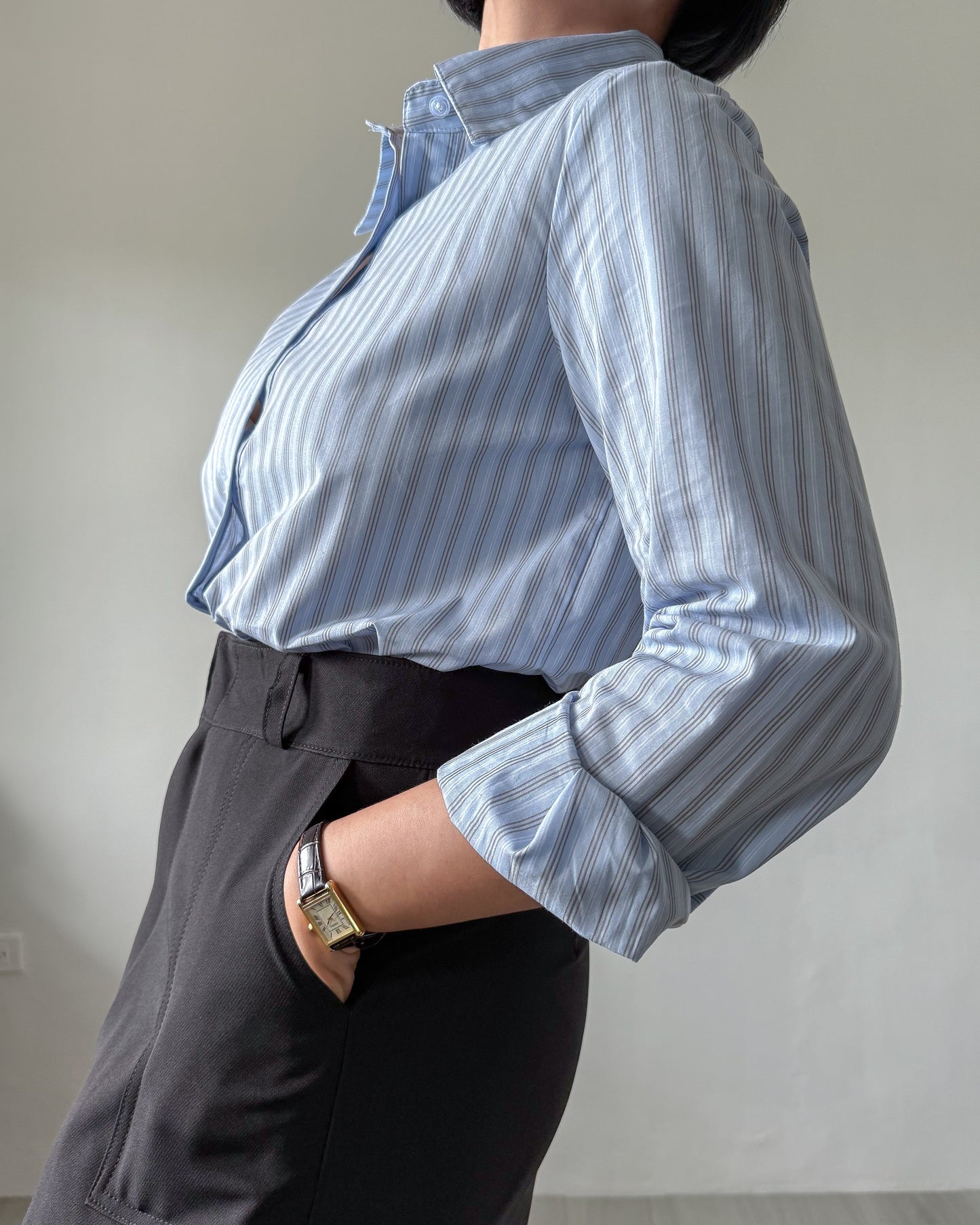 Esther Premium Cotton Striped Tailored Long Sleeve Shirt