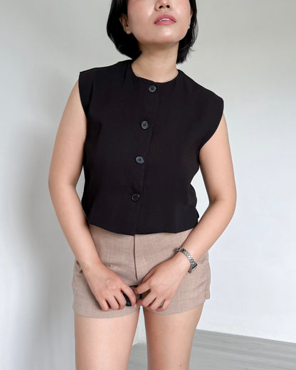 Isadora Relaxed Button Down Boxy Crop Top