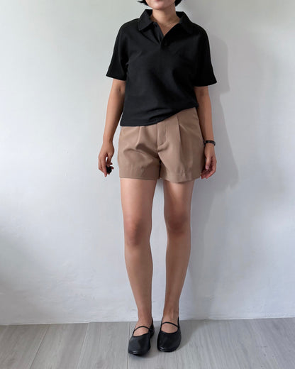 Amaia Interlock Knit Batwing Sleeve Polo Shirt