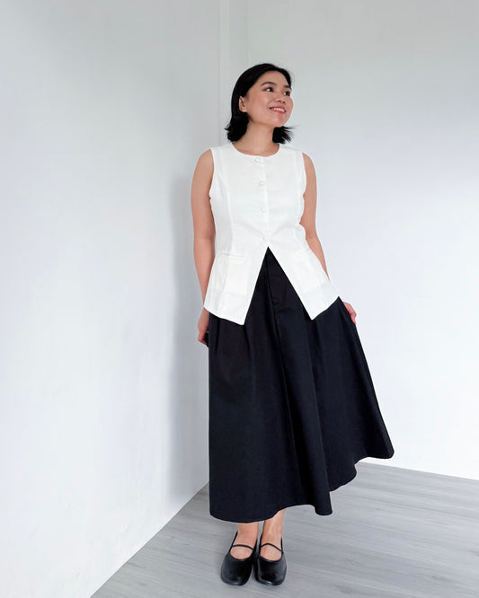 Lottie Pleated Structured Long Skirt