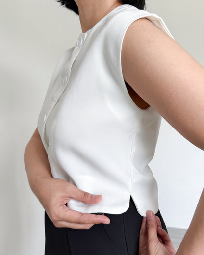 Isadora Relaxed Button Down Boxy Crop Top