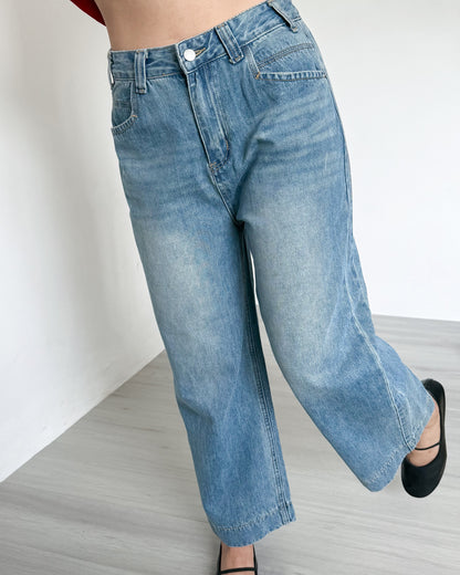 Cleo Cropped Wide-Straight Denim Jeans