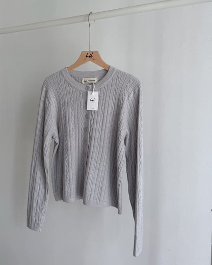 Hiraya Cable Knit Crew Neck Short Cardigan