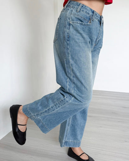 Cleo Cropped Wide-Straight Denim Jeans