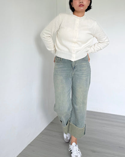 Daisy Boxy Cropped Knit Cardigan