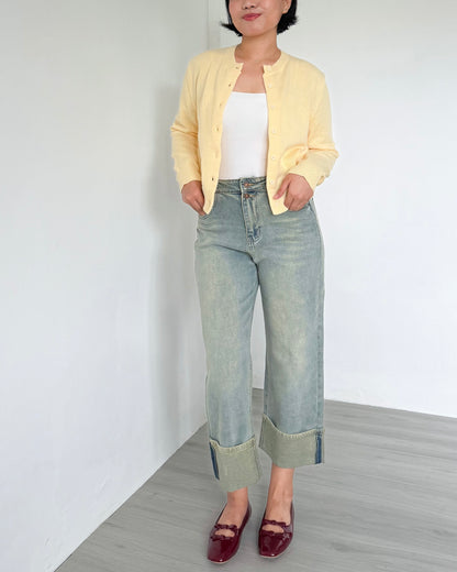 Daisy Boxy Cropped Knit Cardigan