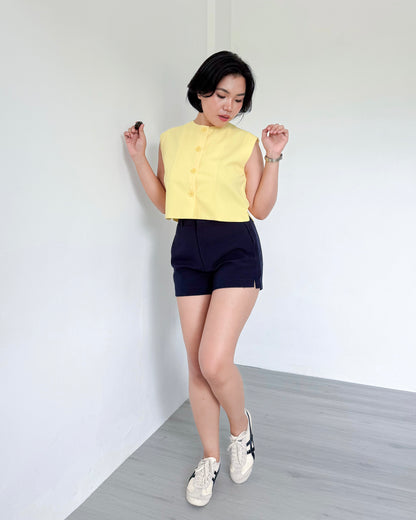 Isadora Relaxed Button Down Boxy Crop Top