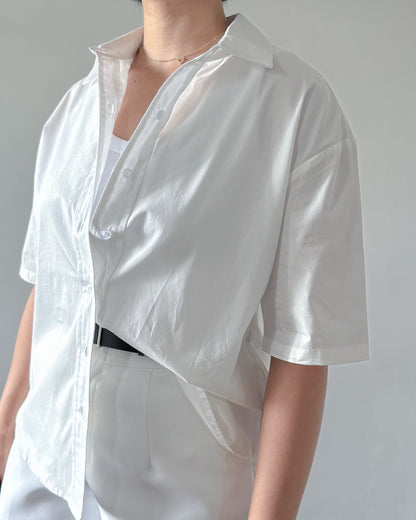 Lily Premium Cotton Short Sleeve Oversized Shirt