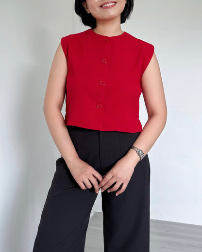Isadora Relaxed Button Down Boxy Crop Top