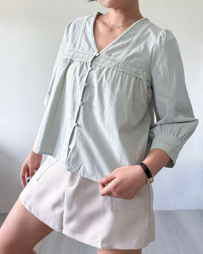 Melissa Boho Oversized Elbow Volume Sleeve Blouse
