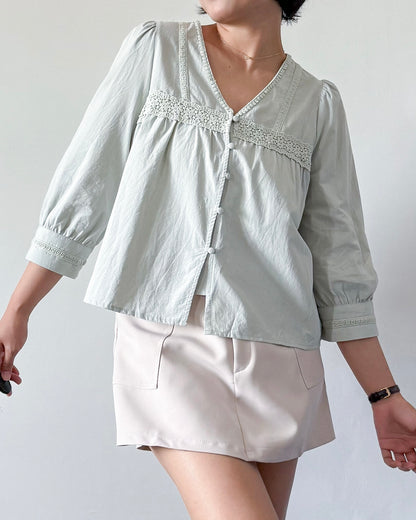 Melissa Boho Oversized Elbow Volume Sleeve Blouse