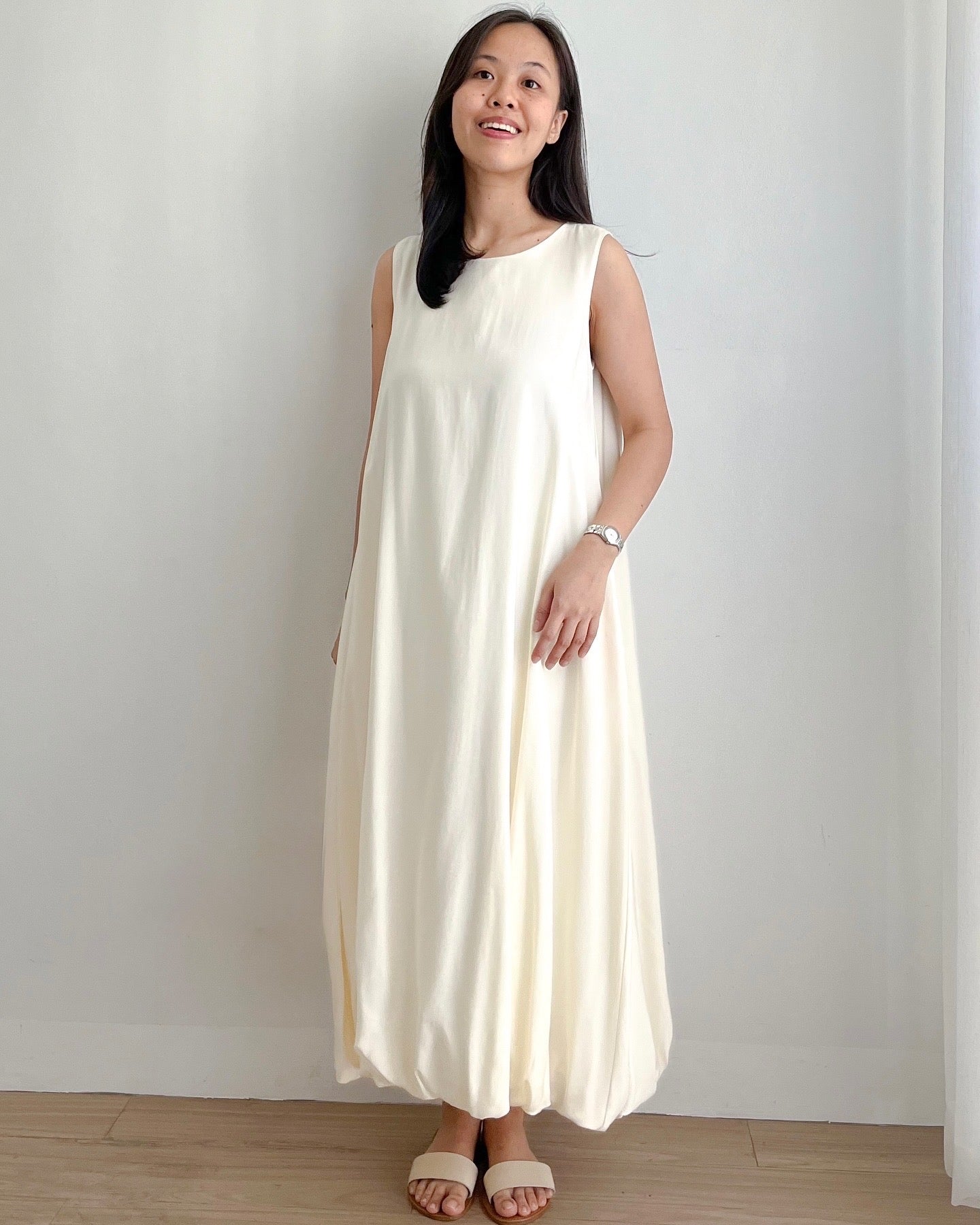 Aster Premium Bubble Hem Maxi Dress with Pockets