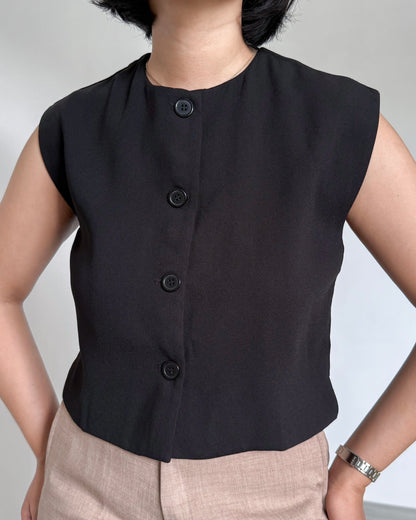 Isadora Relaxed Button Down Boxy Crop Top