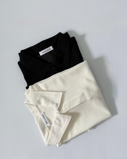 Amaia Interlock Knit Batwing Sleeve Polo Shirt