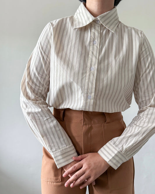 Esther Premium Cotton Striped Tailored Long Sleeve Shirt