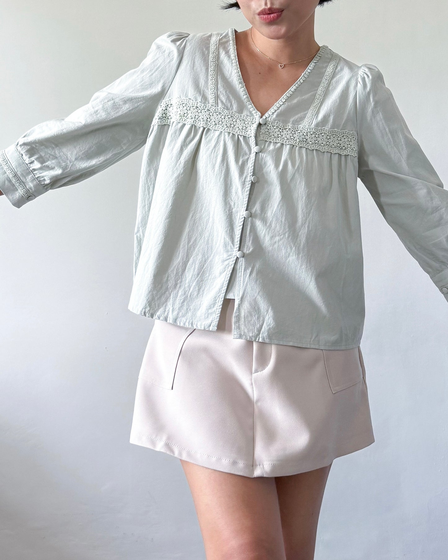 Melissa Boho Oversized Elbow Volume Sleeve Blouse