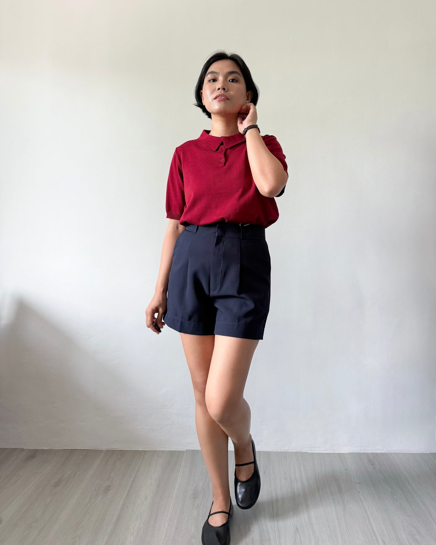 Juana Jersey Knit Banded Sleeve Polo Shirt