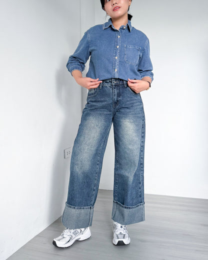 Crissa Relaxed Button-down Denim Shirt