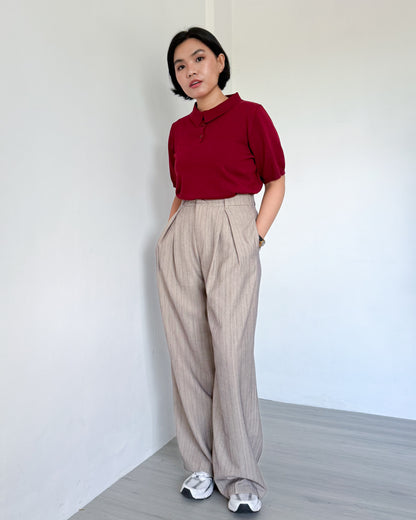 Nathalie Relaxed Melange Striped Trousers