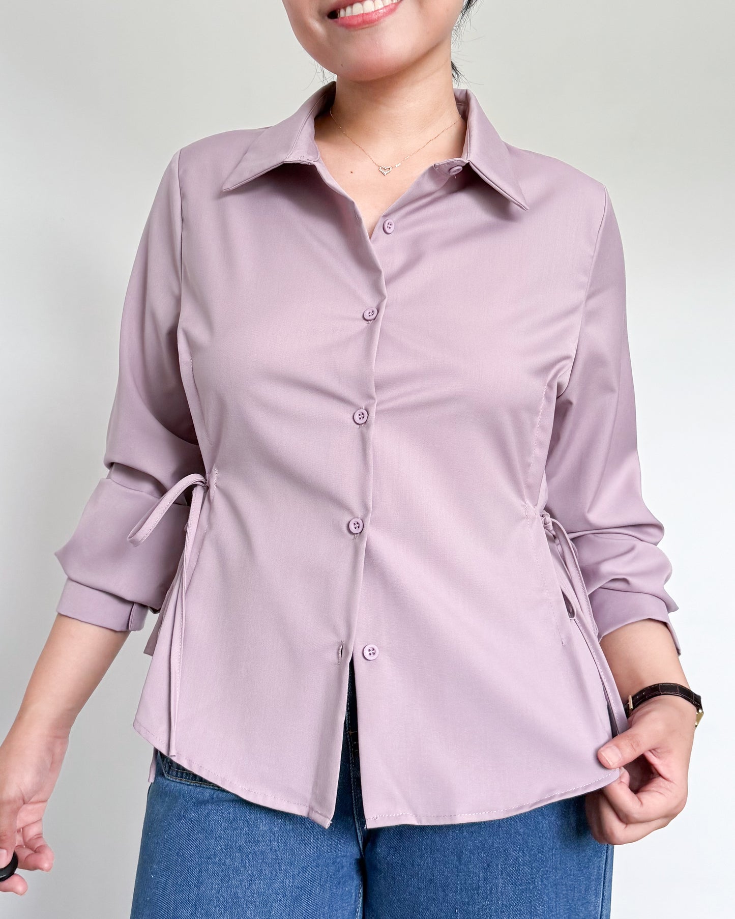 Bria Side-tie Long Sleeve Shirt