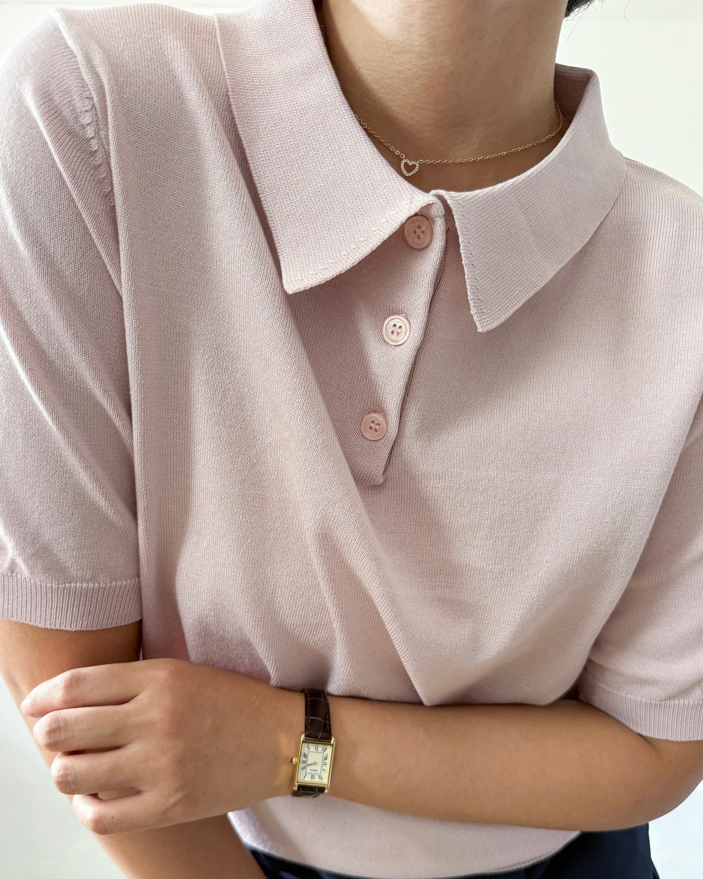 Juana Jersey Knit Banded Sleeve Polo Shirt
