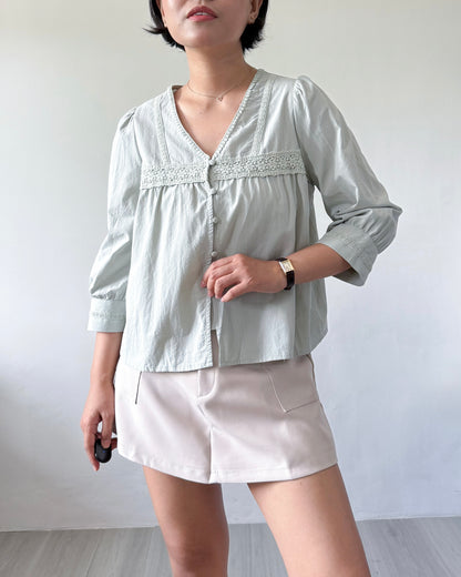 Melissa Boho Oversized Elbow Volume Sleeve Blouse
