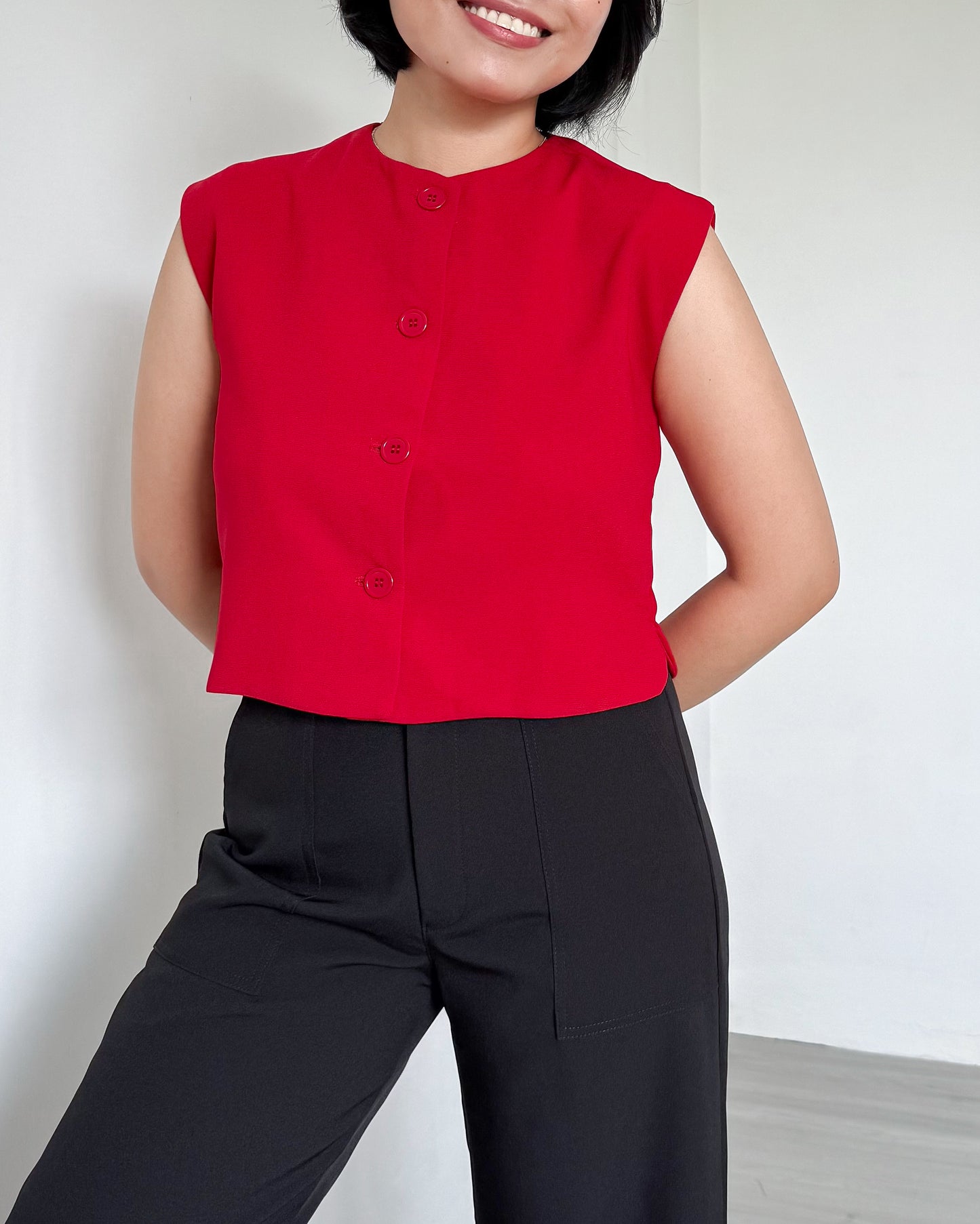 Isadora Relaxed Button Down Boxy Crop Top