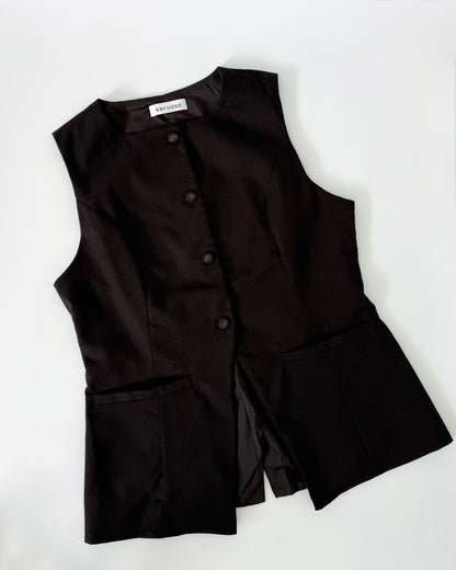 Eden Round Neck Tailored Long Vest Top