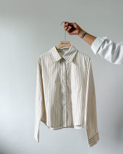 Esther Premium Cotton Striped Tailored Long Sleeve Shirt