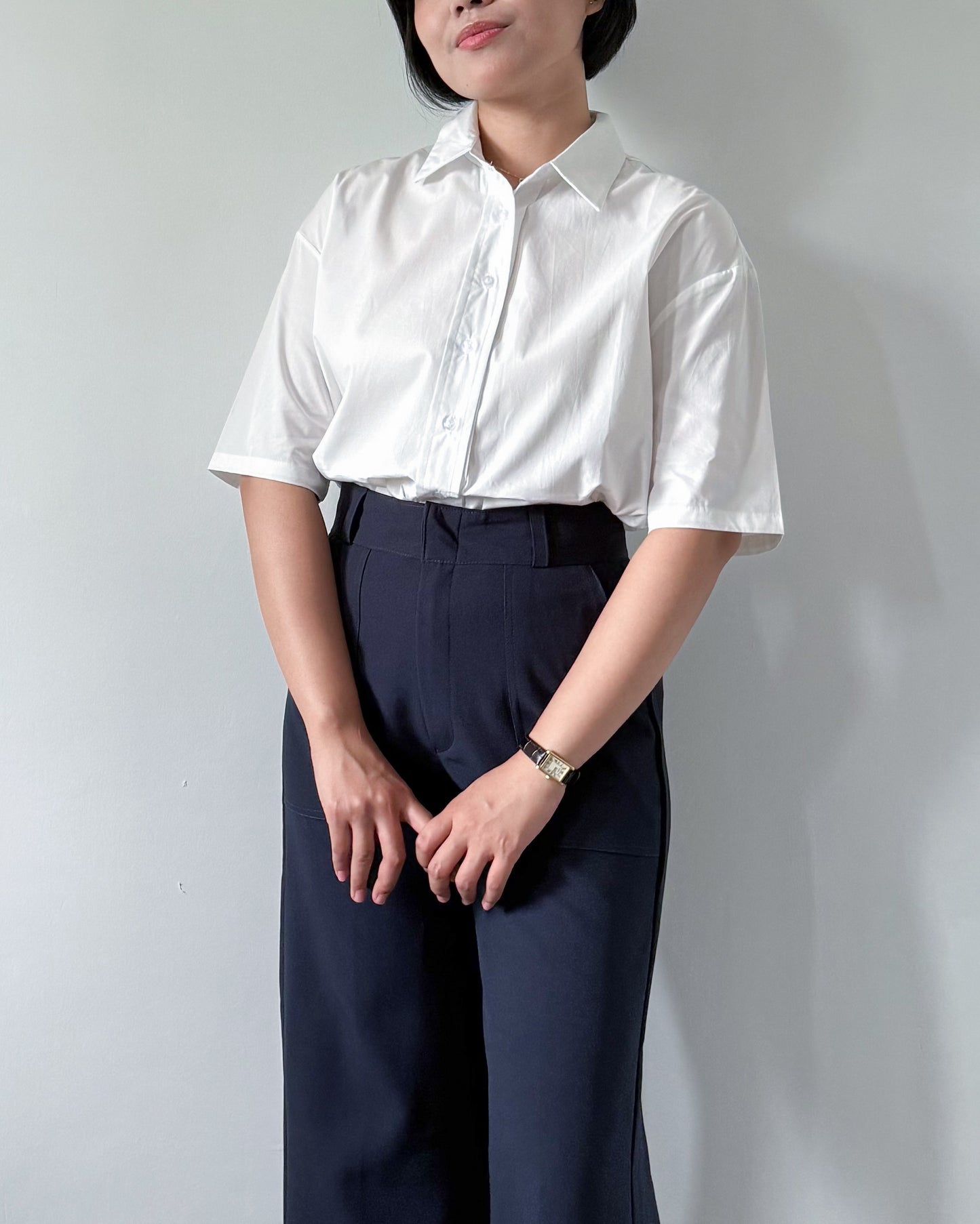 Lily Premium Cotton Short Sleeve Oversized Shirt