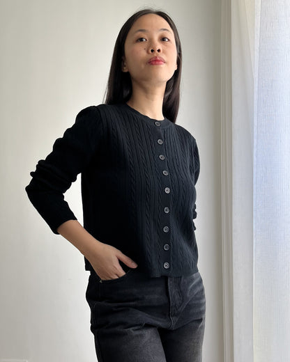 Hiraya Cable Knit Crew Neck Short Cardigan