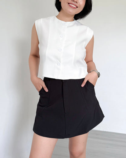 Isadora Relaxed Button Down Boxy Crop Top