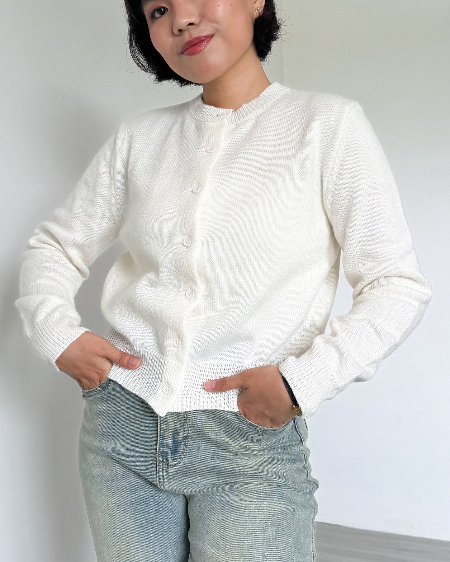 Daisy Boxy Cropped Knit Cardigan