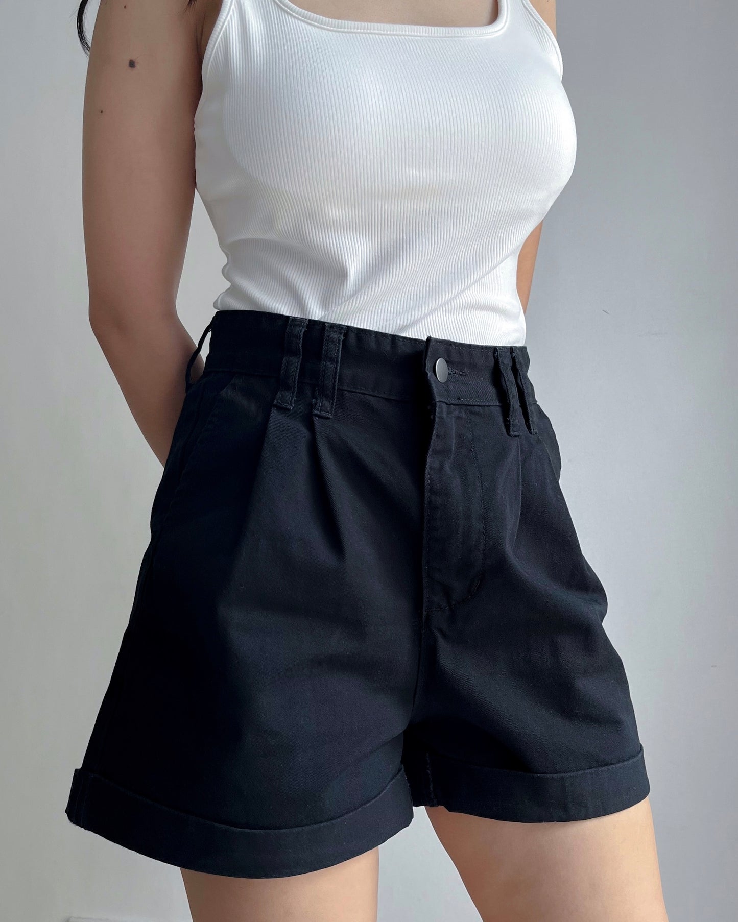 Cora Folded Hem Denim Shorts