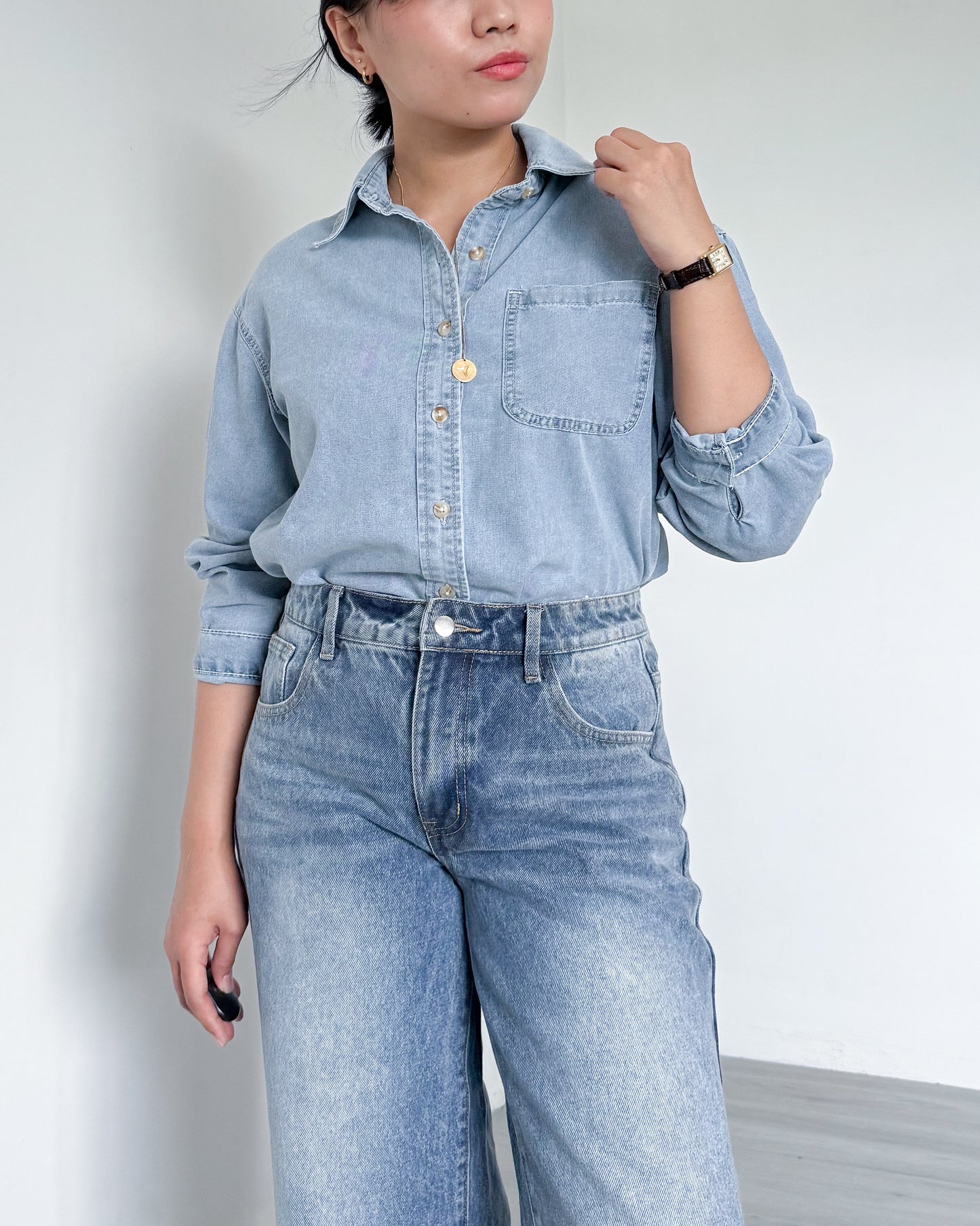 Crissa Relaxed Button-down Denim Shirt