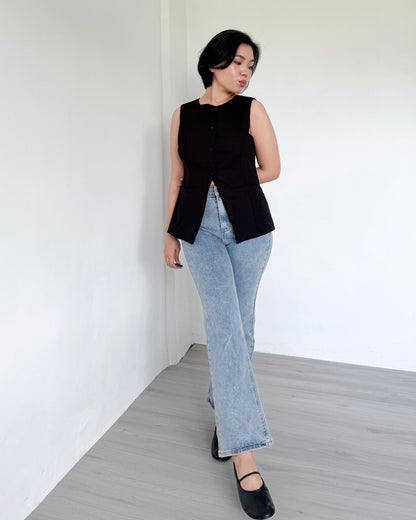 Eden Round Neck Tailored Long Vest Top