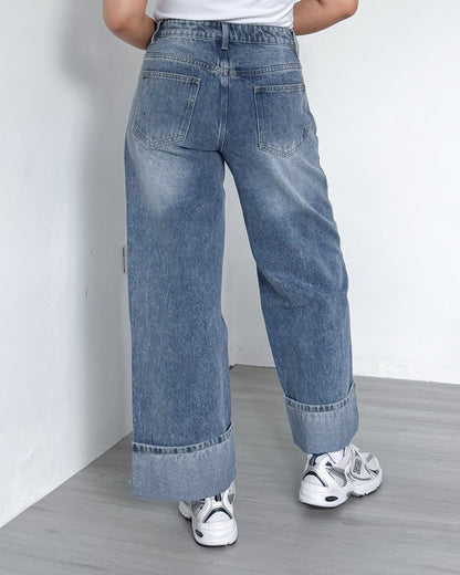 Victoria Straight Fixed Cuff Denim Jeans