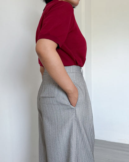 Nathalie Relaxed Melange Striped Trousers