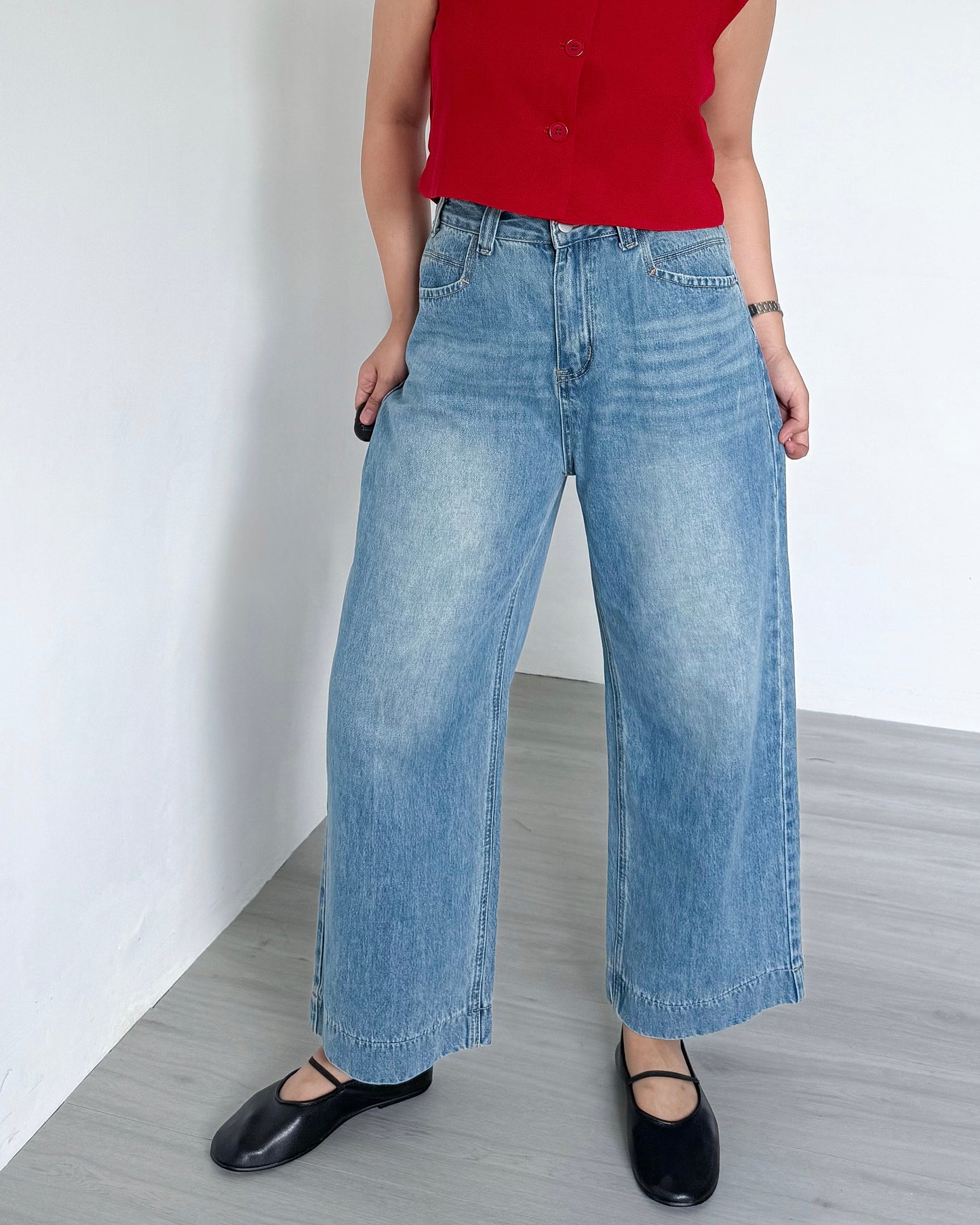 Cleo Cropped Wide-Straight Denim Jeans