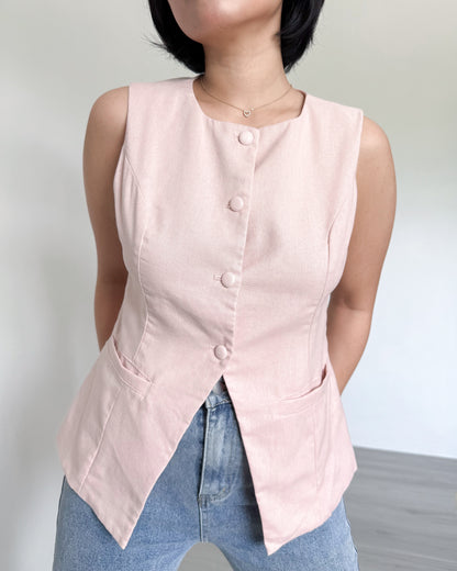 Eden Round Neck Tailored Long Vest Top