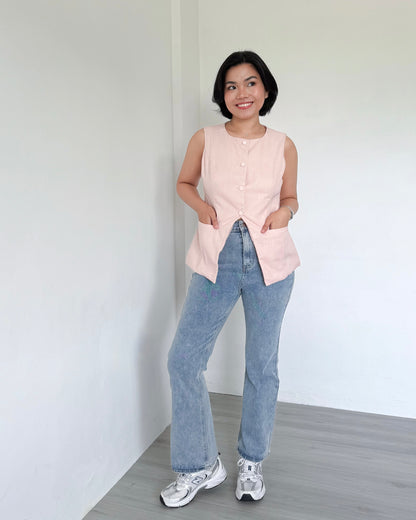 Eden Round Neck Tailored Long Vest Top