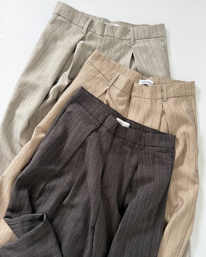 Nathalie Relaxed Melange Striped Trousers
