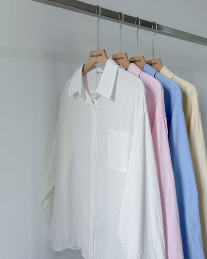 Olive Premium Cotton Linen Blend Oversized Long Sleeve Shirt