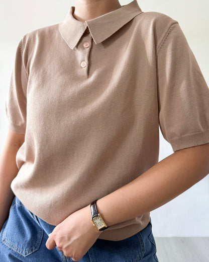 Juana Jersey Knit Banded Sleeve Polo Shirt