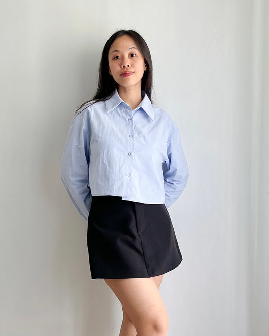 Ash Premium Cotton Boxy Long Sleeve Shirt